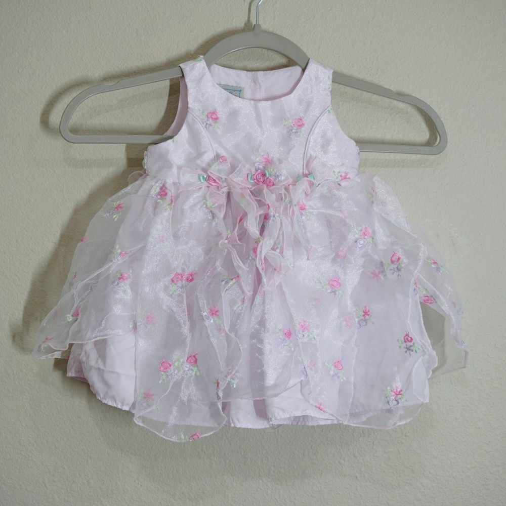Marmellata 6/9M Dress Baby Girl Lavender Floral Poofy Organza Special Occasion